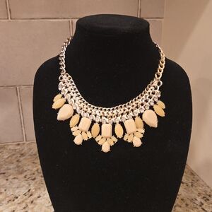 Elegant Gold and Cream Statement Necklace